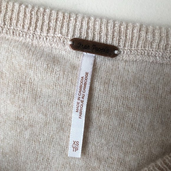 FREE PEOPLE 100%CASHMERE LOVE LIKE THIS CROPPED SWEATER - Picture 5 of 5